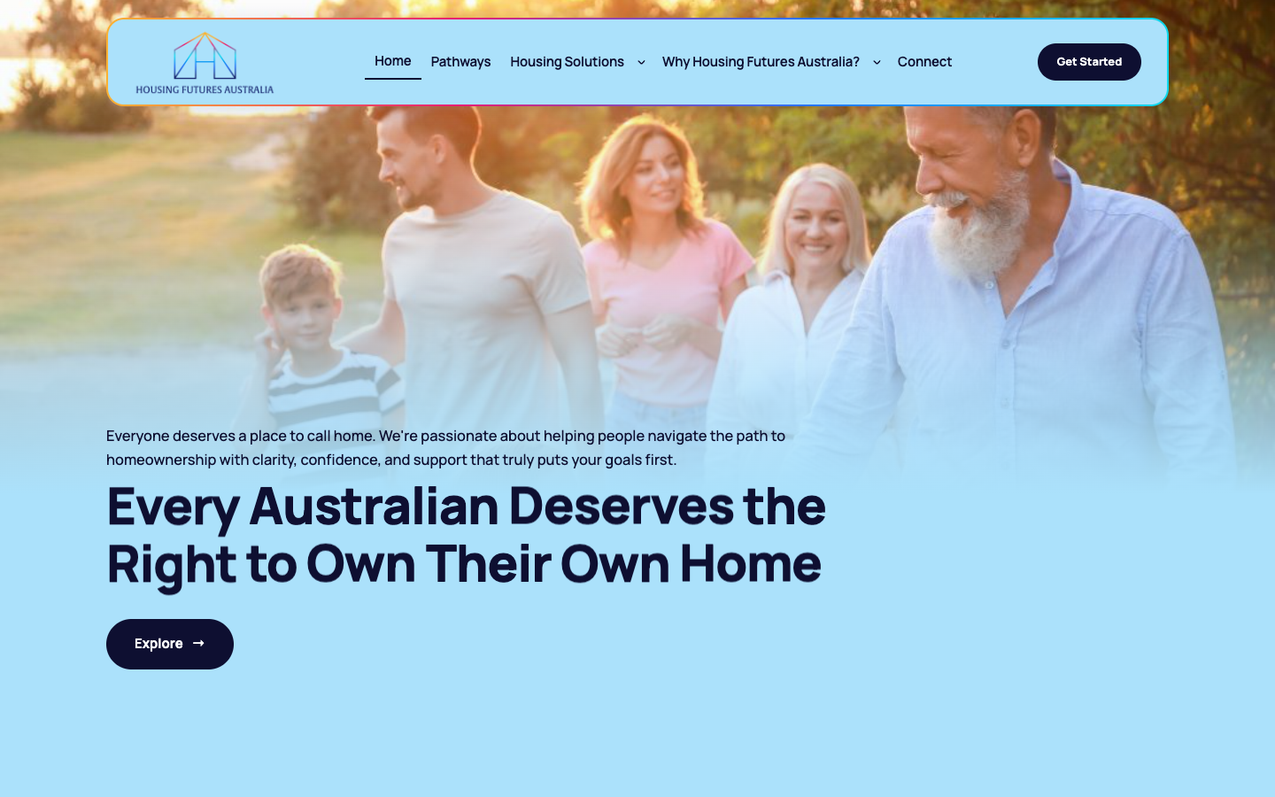 Housing Futures Australia homepage screenshot