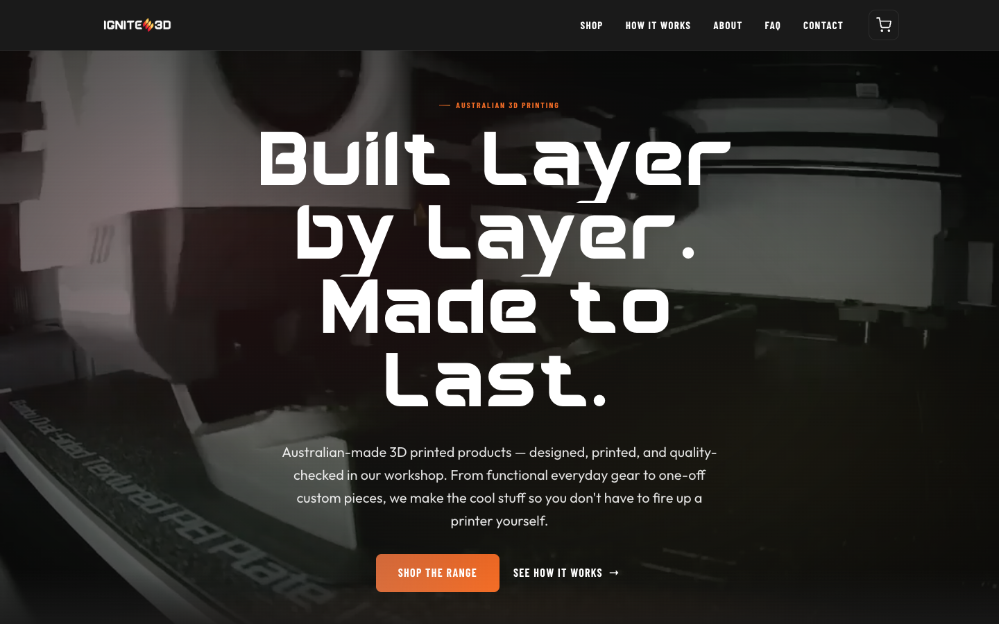 Ignite 3D homepage screenshot
