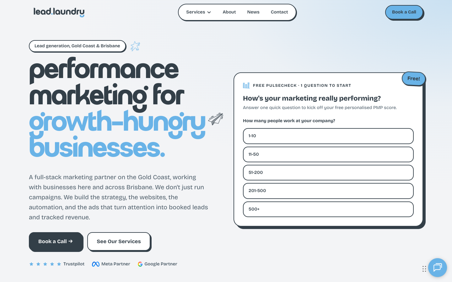 Lead Laundry homepage screenshot