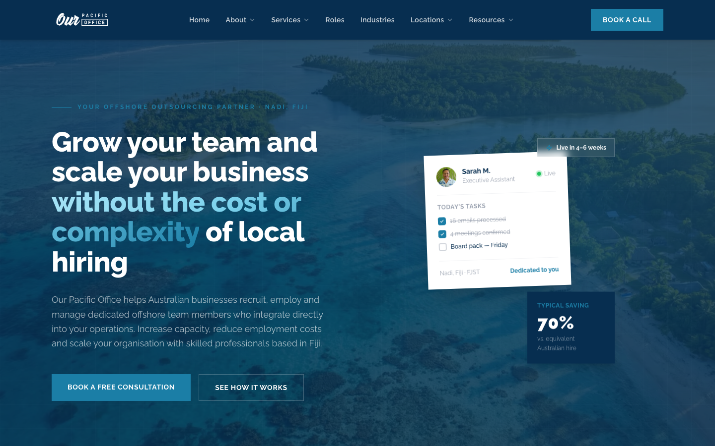 Our Pacific Office homepage screenshot
