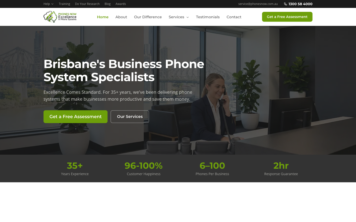 Phones Now homepage screenshot
