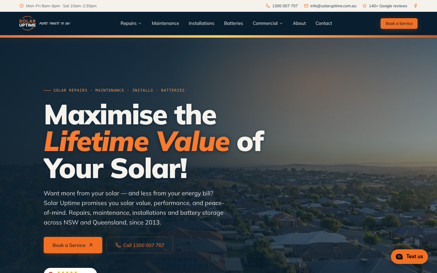 Solar Uptime homepage screenshot